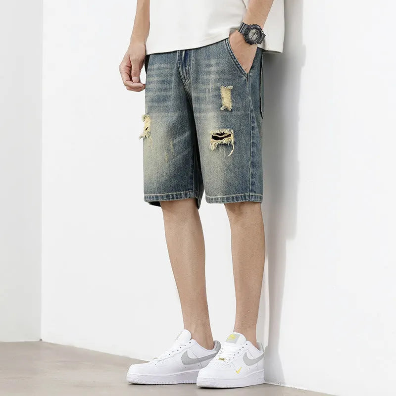Herren Denim-Shorts mit stylischem Destroyed-Effekt und lässigem Schnitt