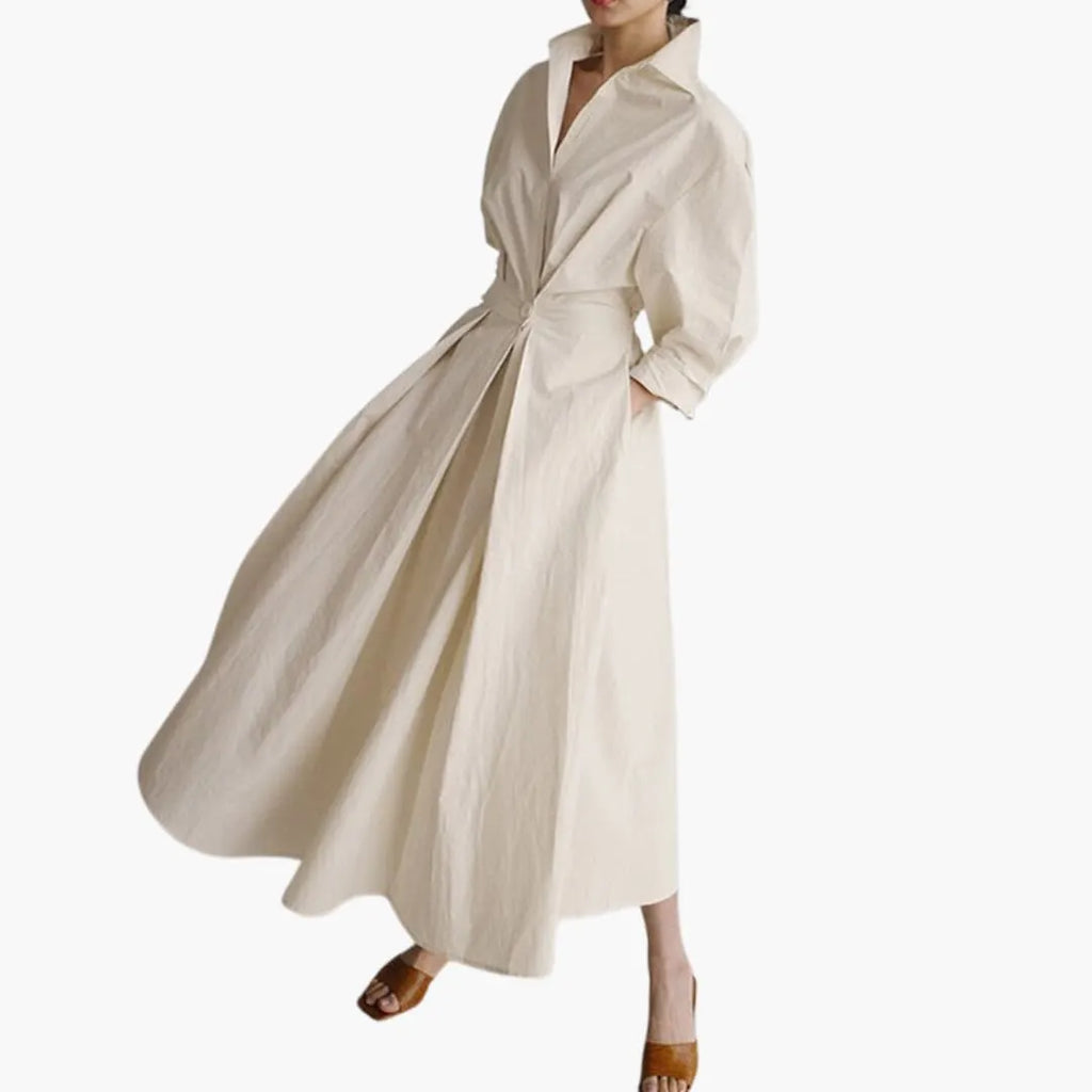 Womenâ€™s A-Line Dress with Polo Collar and A-Line Swing