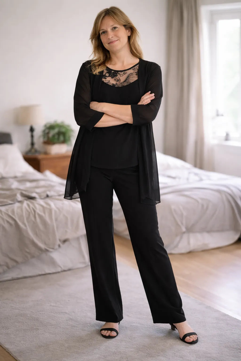Damen Dreiteiler Anzug Set Blazer Hose Weste
