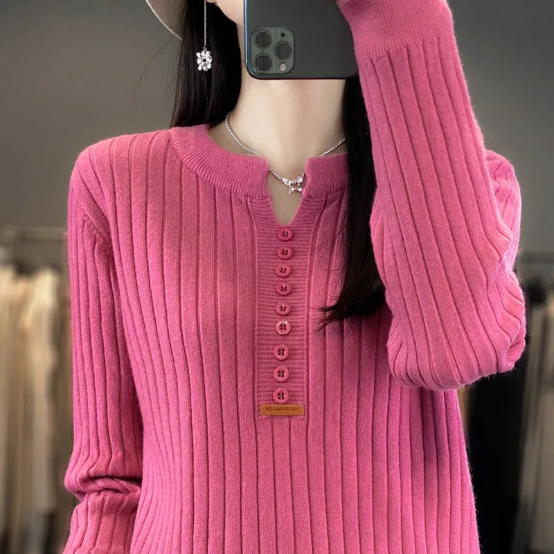 Rene | Strikket pullover med V-hals