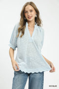 Umgee Textured Pintuck Blouse