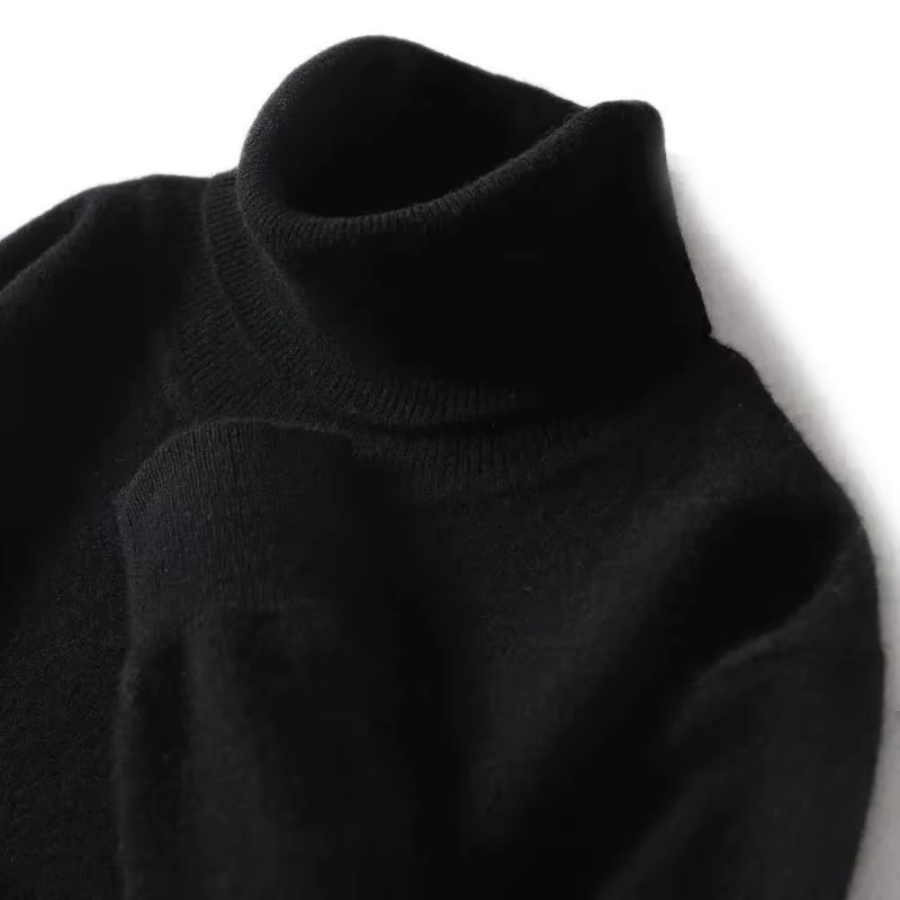 Herren Wollpullover Mit Rollkragen Und Schlankem Design