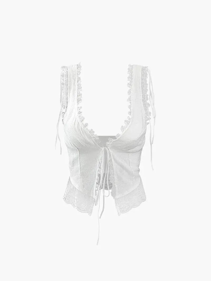 Zartes Top mit Spitze und Bindedetail