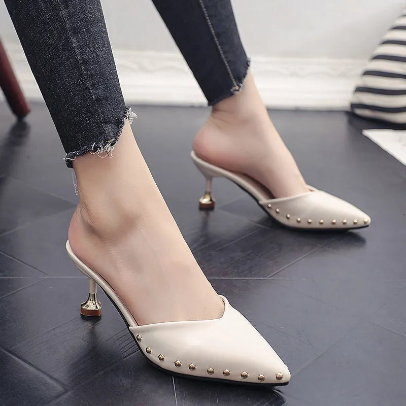 Pointed Toe High Heel Mules
