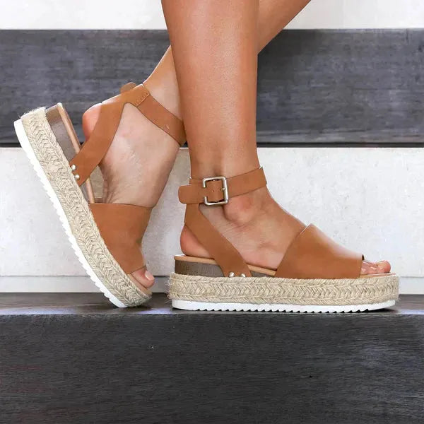 POLLY | Verfijnde Zomer Sandalen Voor Dames Met Geweven Zool - Zomers, Stijlvol & Comfortabel