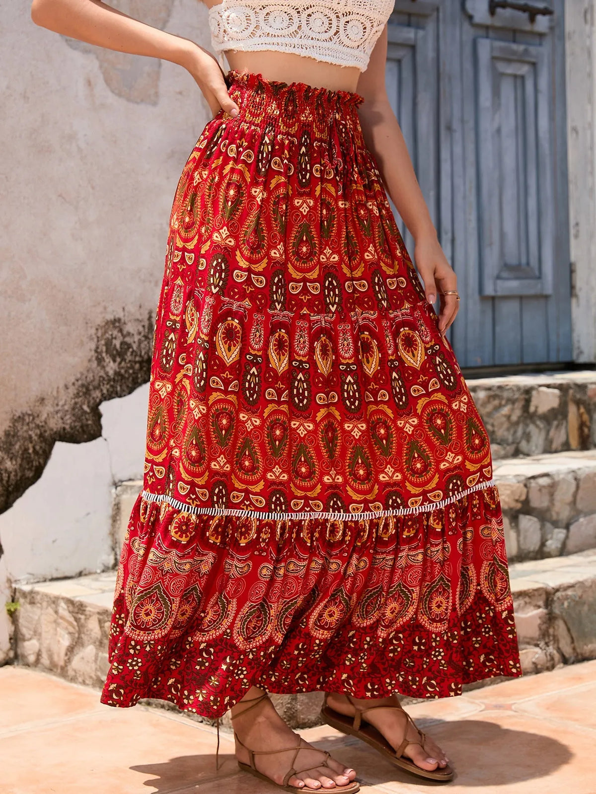 YMKE | Zomerse Maxi Rok Voor Dames Met Boho Print - Elegant, Uniek & Modieus