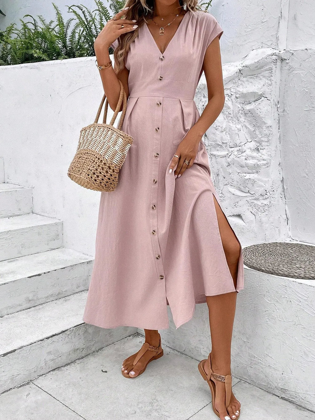 Vestido Longo Taisa Rosa