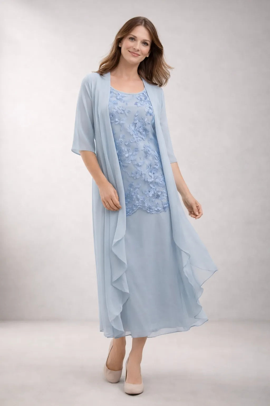 Elegantes Chiffon-Kleid In Zwei Teilen