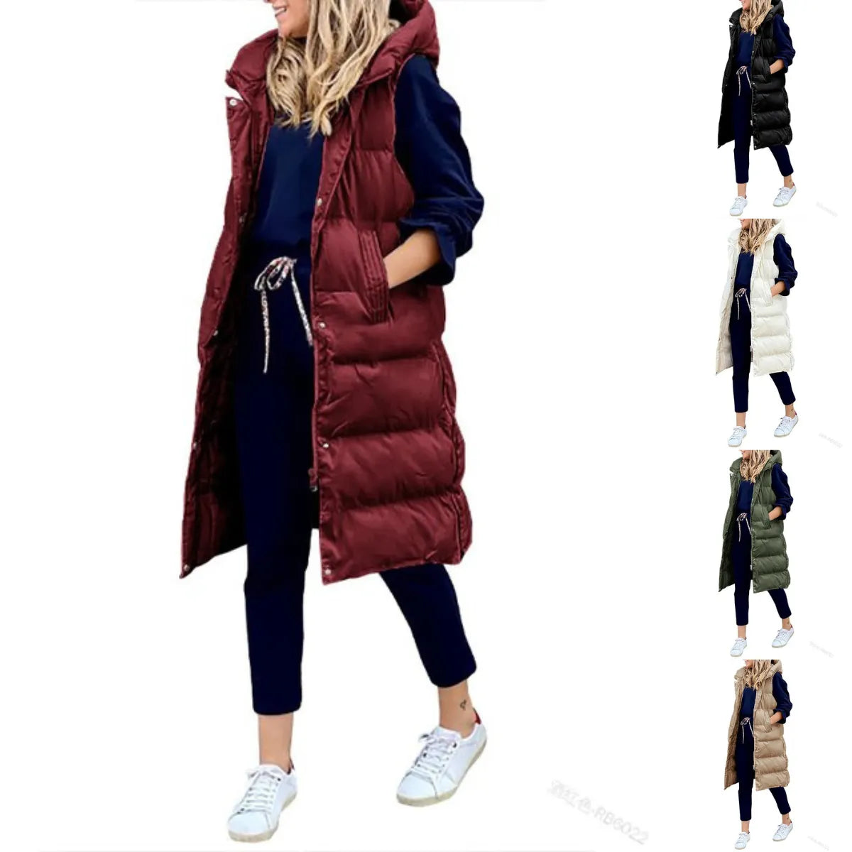 Siena Faye | Weste Baumwolle Langer Mantel Ã„rmellos Lose Jacke