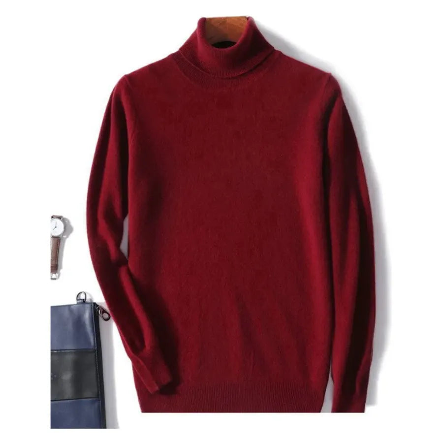 Herren Wollpullover Mit Rollkragen Und Schlankem Design