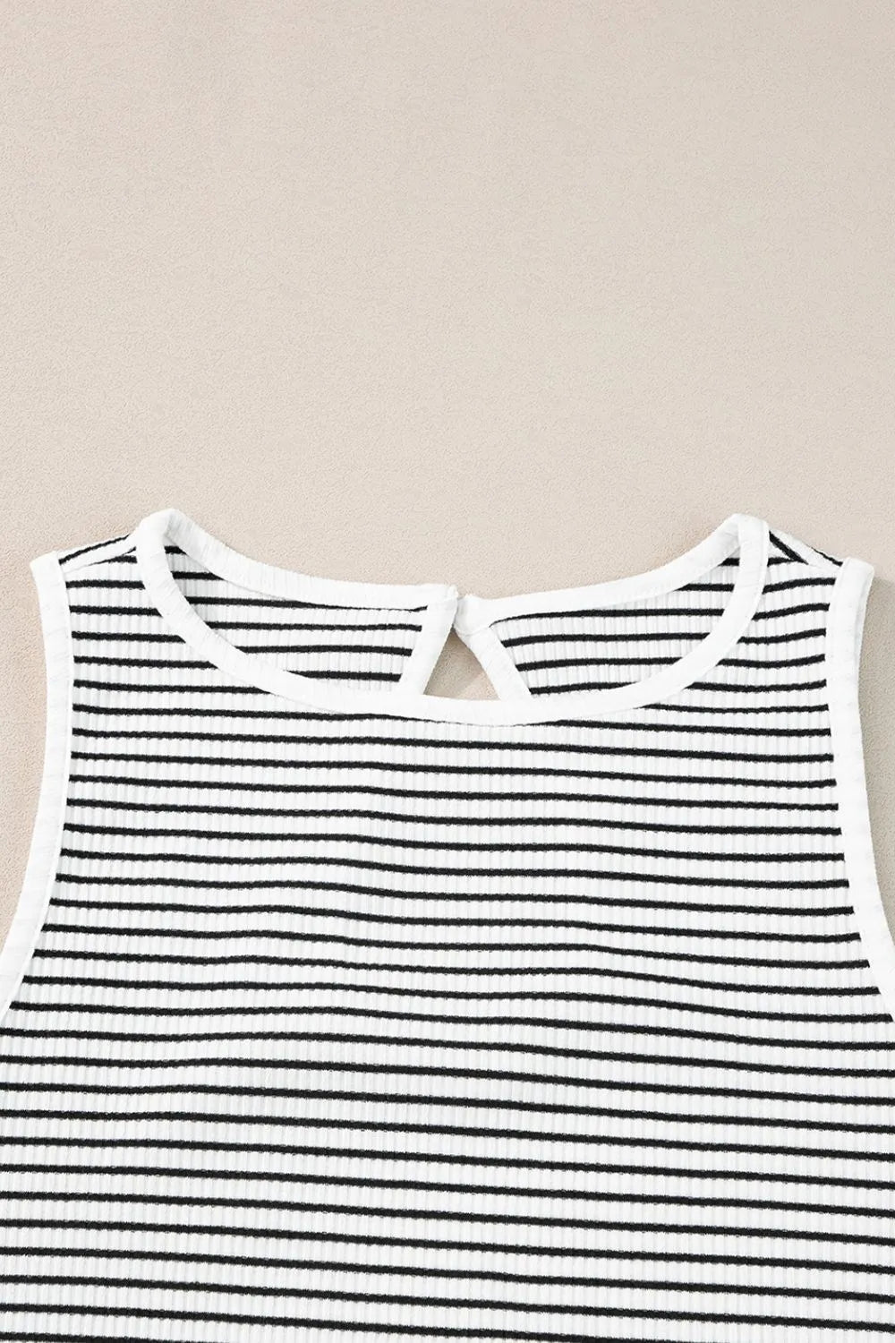 Striped Ribbed Round Neck Tank