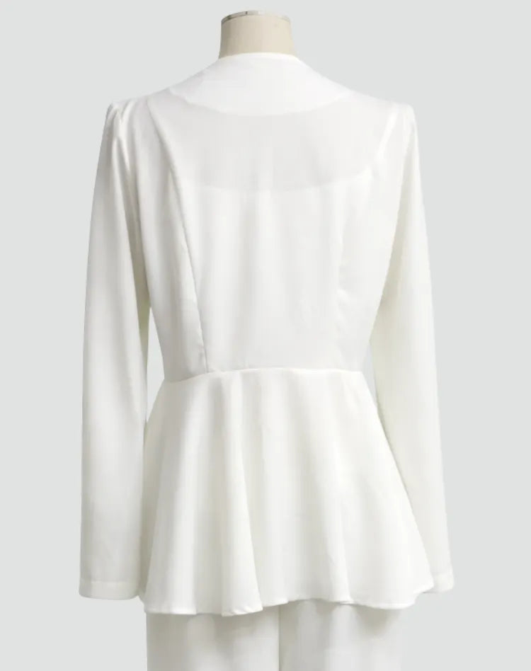 Chic Women's Blazer Set with Trousers and Crop Top