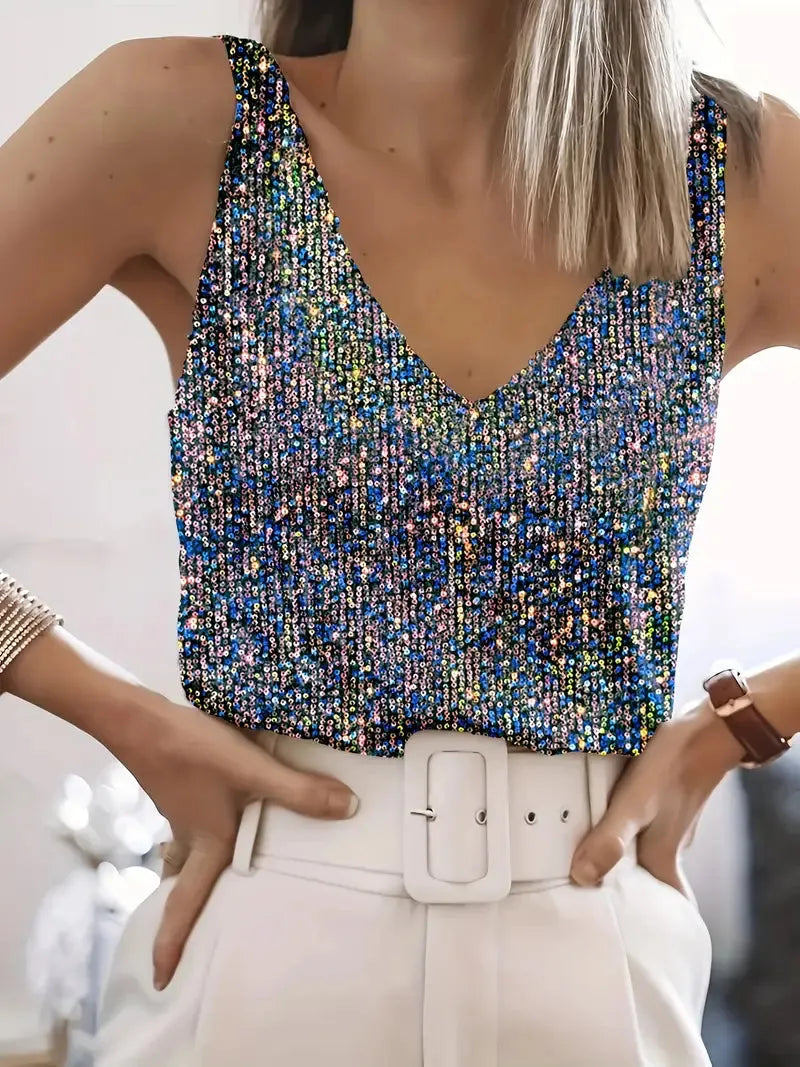 Elegantes Ärmelloses Top mit Pailletten