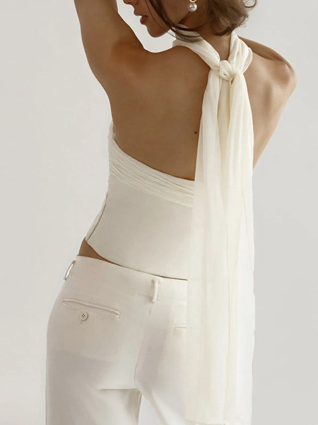 Ruched Tube Top with Scarf