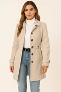 Comfortable Short Women's Coat with Buttons and Notched Collar