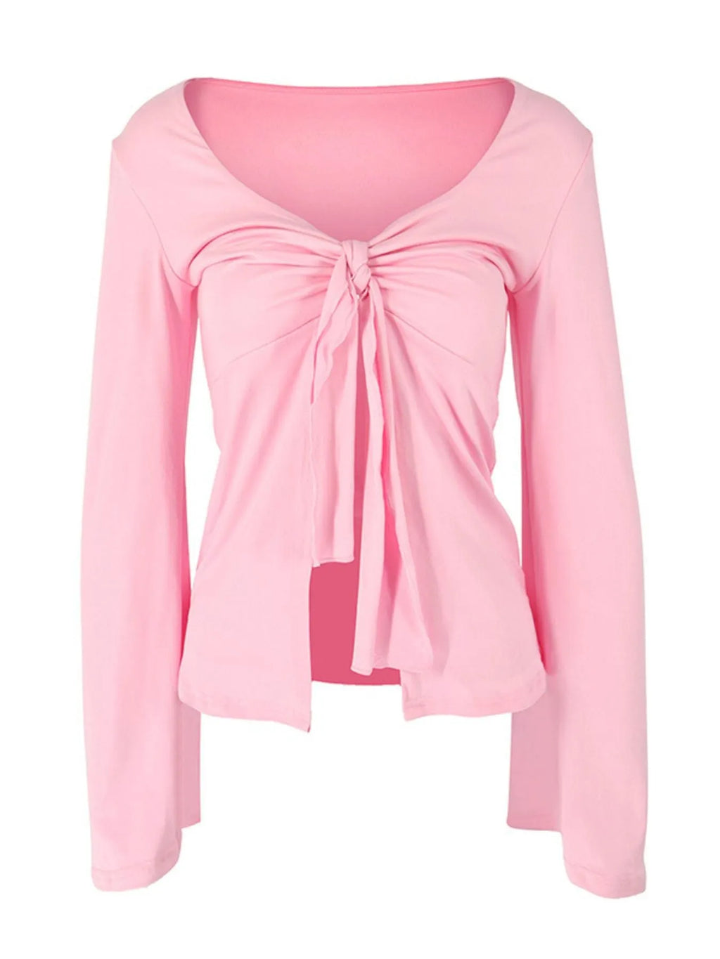 Tie-Front Long Sleeve T-Shirt