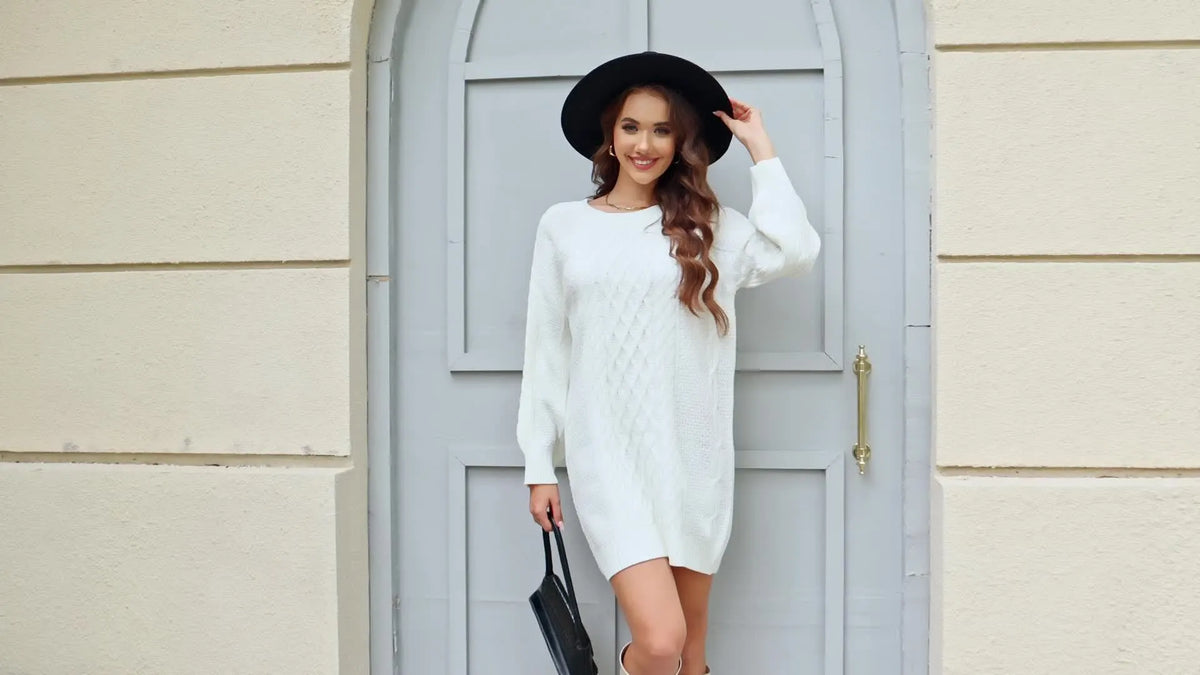 Oversized Gebreide Kabel Trui Voor Dames | Warme Chunky Sweater Met Lange Pasvorm