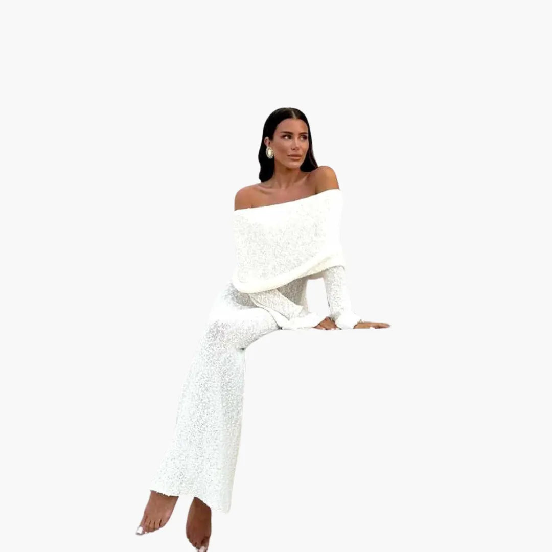 Womenâ€™s Off-Shoulder Maxi Dress with Decorative Finish