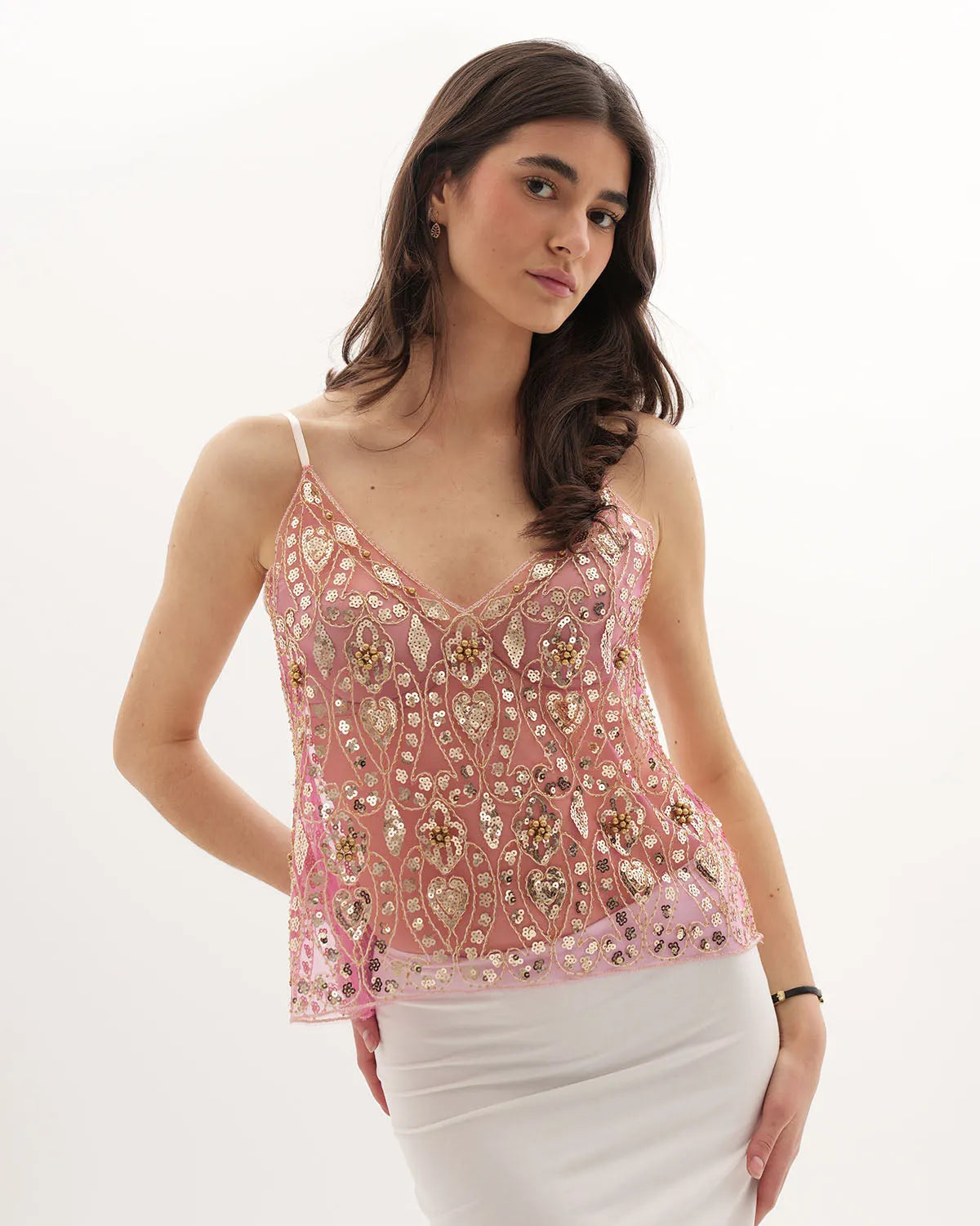 Sequin Party Top With Spaghetti Straps For Women