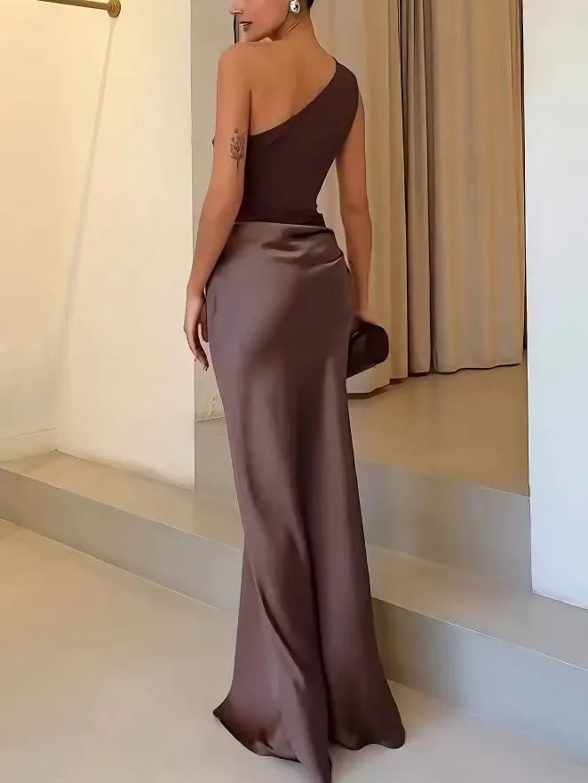 LIVIA | Dames One Shoulder Maxi Jurk – Elegant, Chic & Perfect Voor Feestelijke Gelegenheden