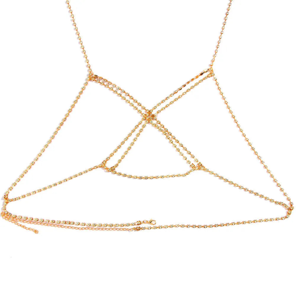 Cross-shaped rhinestone body jewelry