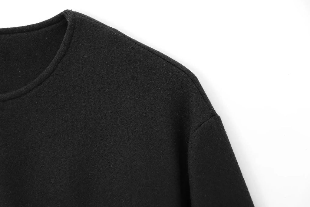 ISALIE | Cropped Wollen Dames Tussenjas Met Ronde Hals – Modern, Speels & Perfect Voor Tussen Seizoenen
