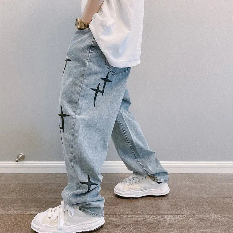 Blasting Bedruckte Baggy Weit Geschnittene Jeans Für Männer