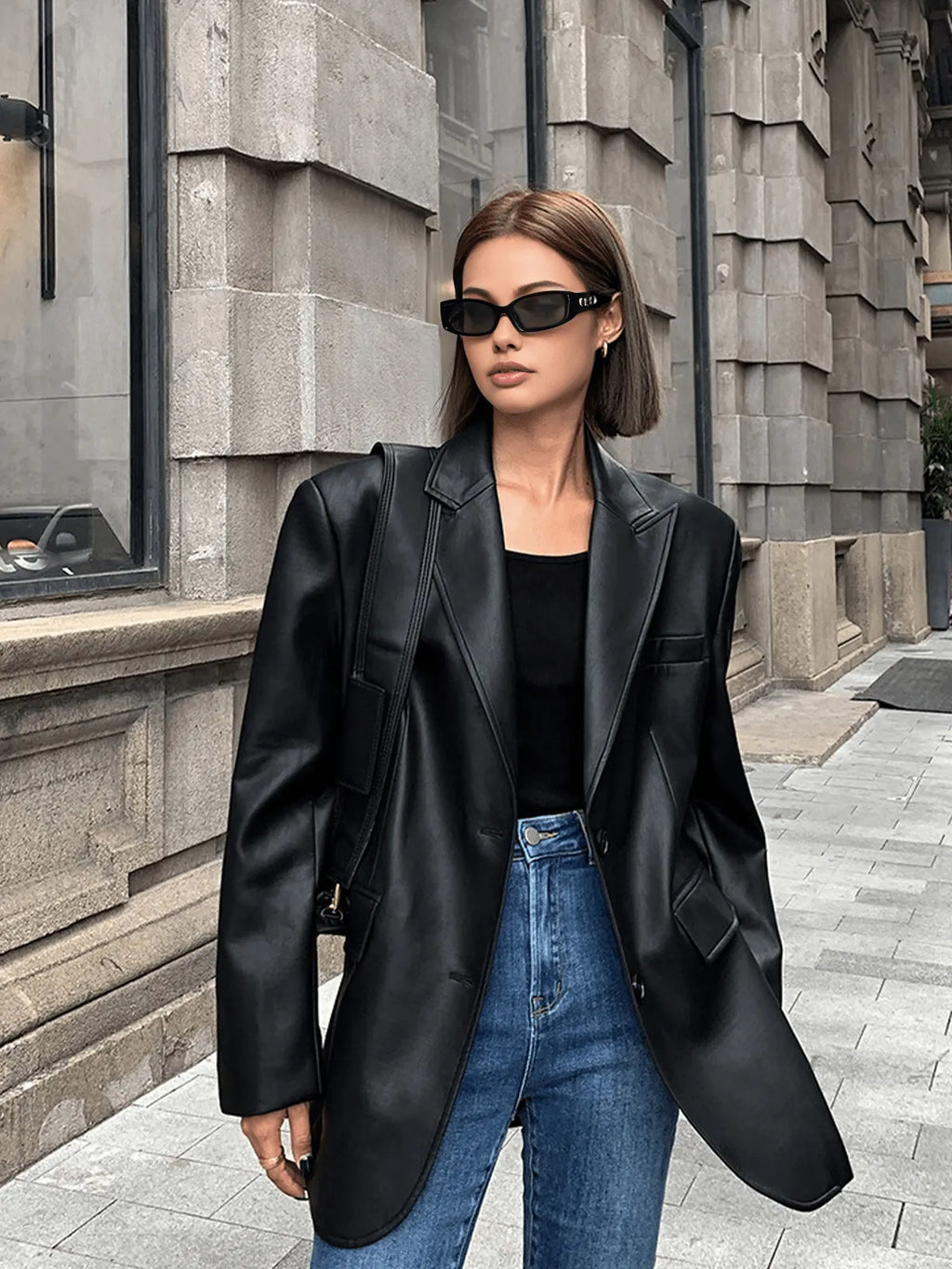 ELISSA | Oversized Leren Blazer Voor Dames - Stijlvol, Veelzijdig & Modieus