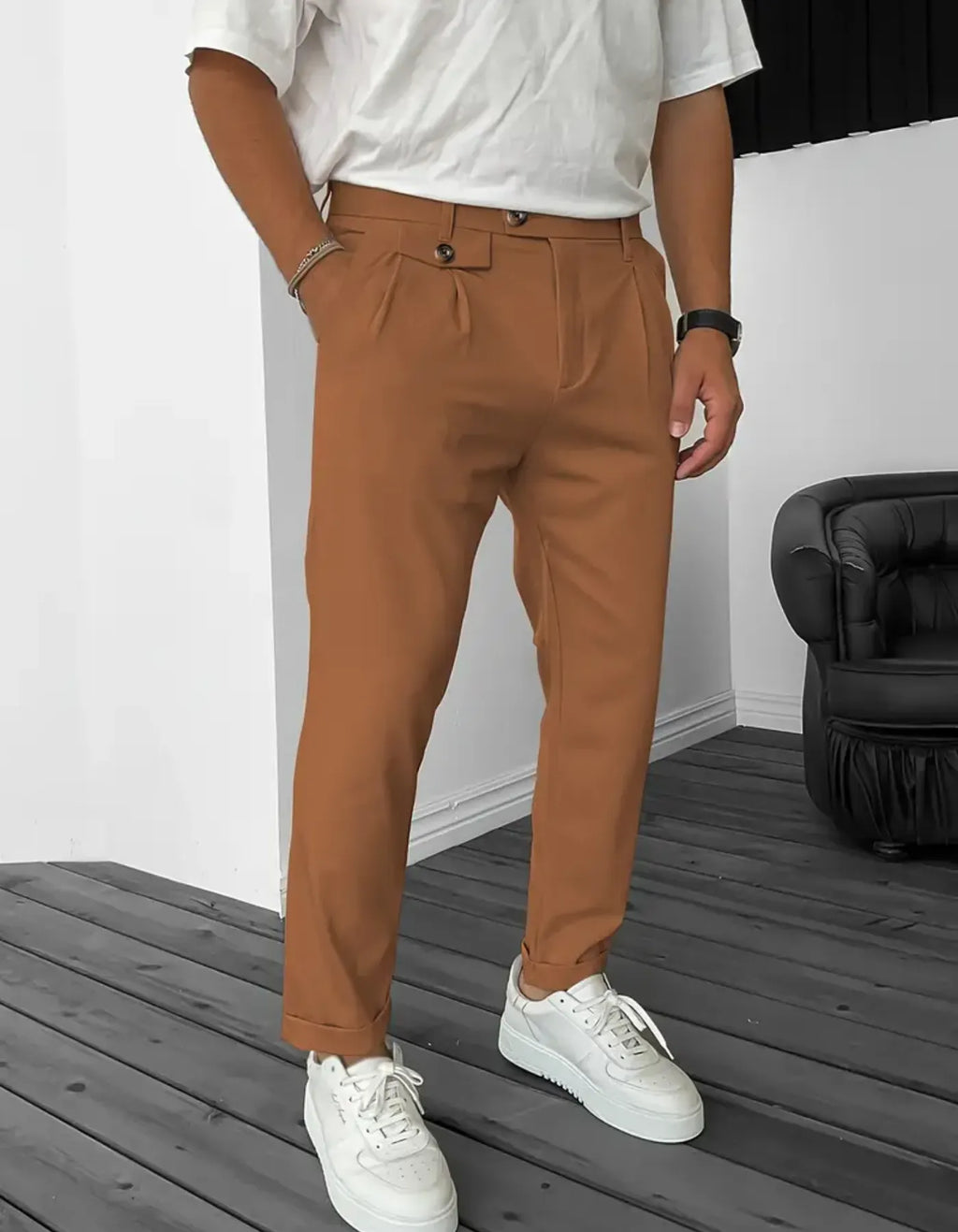 Herren Bequeme Hose Schwarz