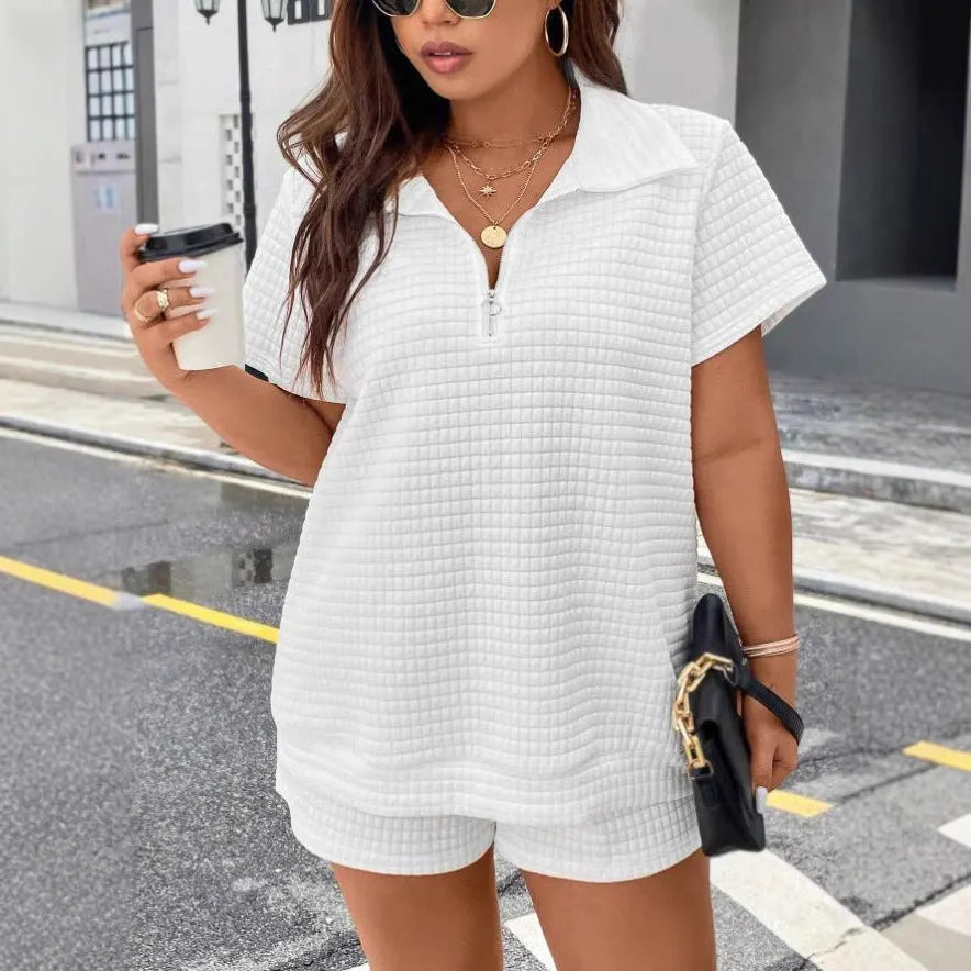 Ensemble haut et short jacquard dÃ©contractÃ©