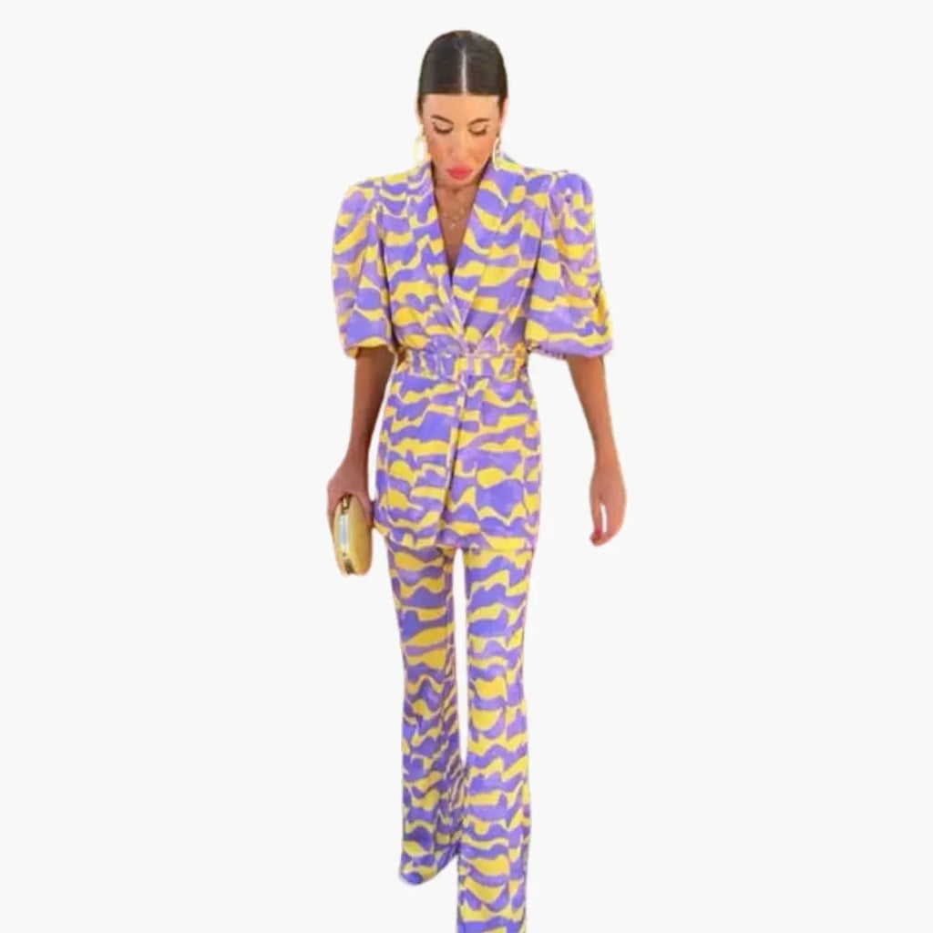 Womenâ€™s Printed Long-Sleeve Dress with Straight Hem