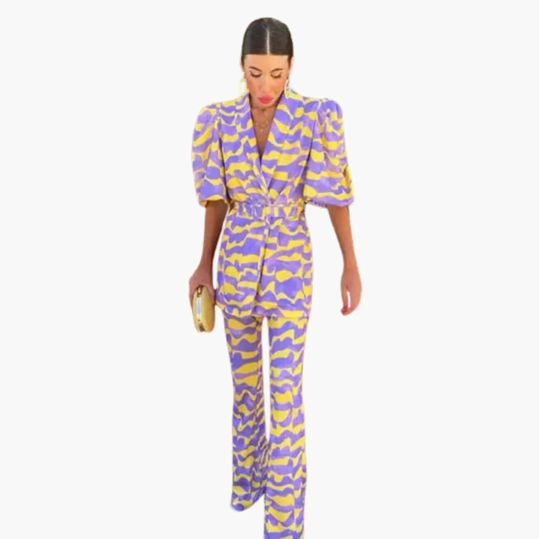 Womenâ€™s Printed Long-Sleeve Dress with Straight Hem