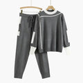 Womenâ€™s Two-Piece Sweater Set with Long Sleeves and High-Neck Collar