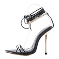 Lace-up stiletto heels and chain