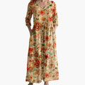 Womenâ€™s Boho Maxi Dress with Floral Print and Flowing Fit