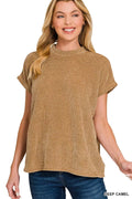 Zenana Chenille Waffle Cap Sleeve Sweater