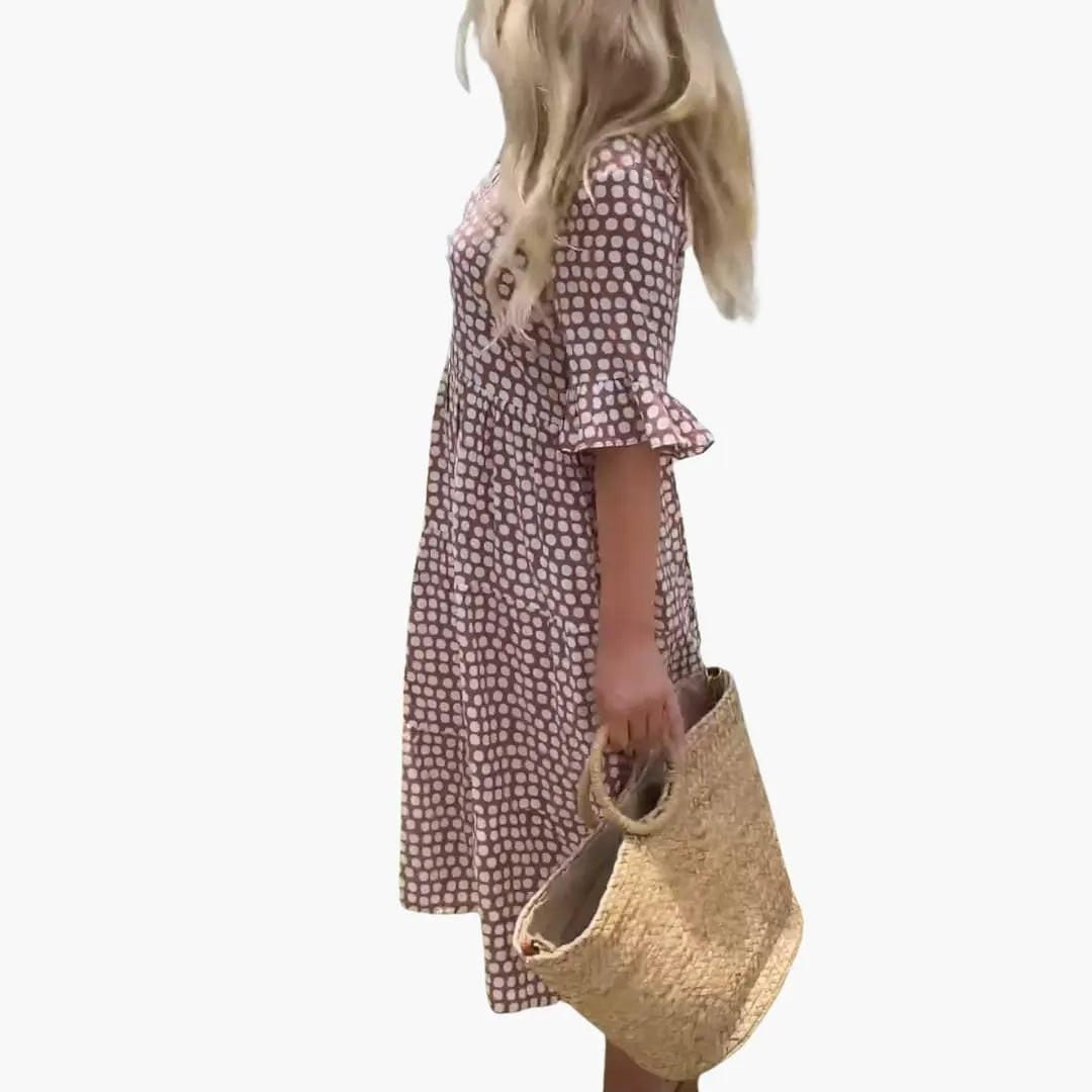 Womenâ€™s Midi Dress with Ruffled Sleeves and Tiered Design