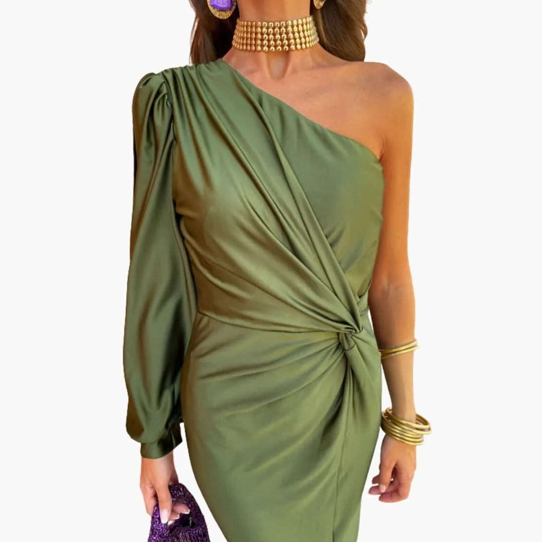 Womenâ€™s Dress with Knot Detail and Puff Sleeves