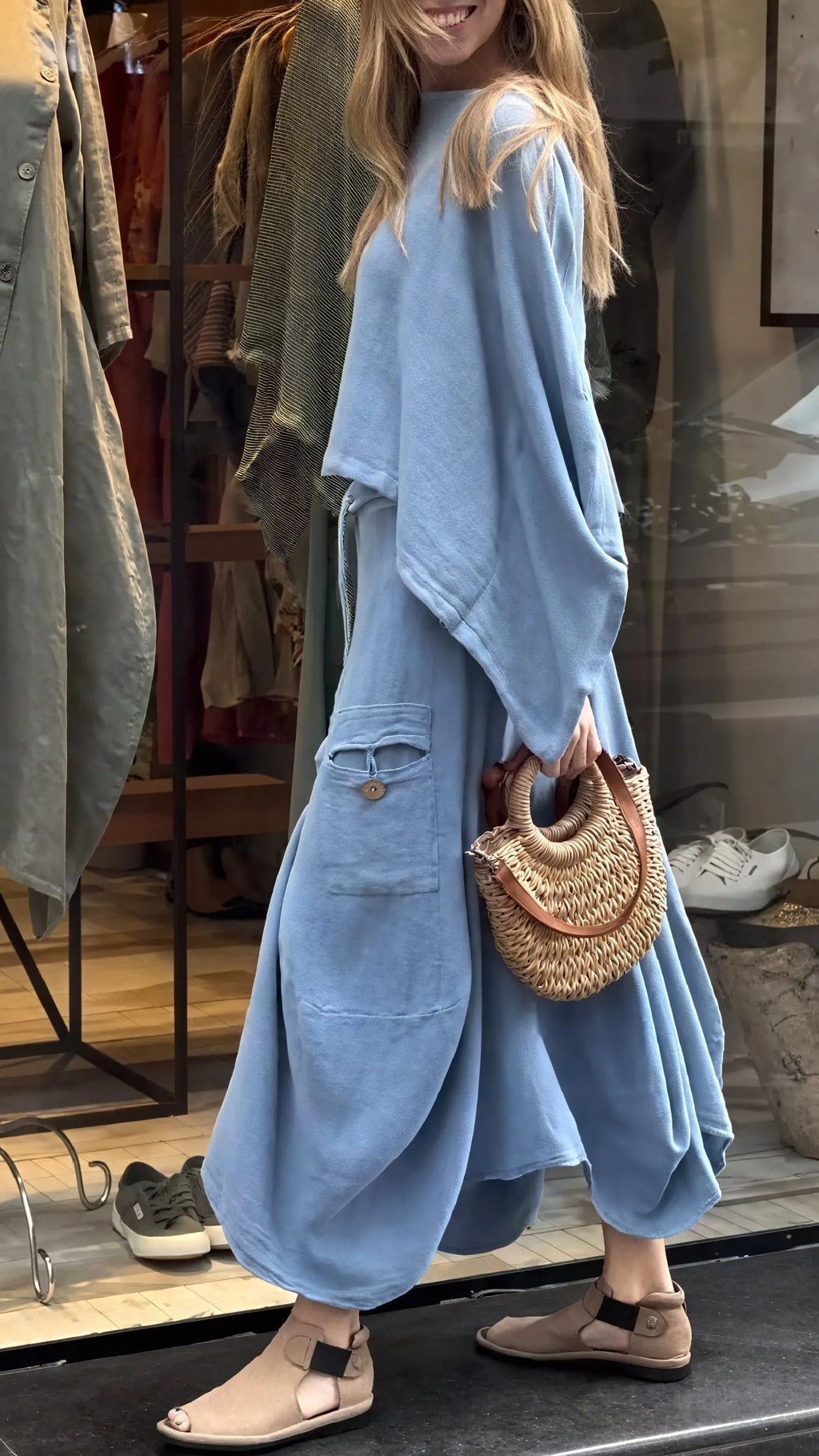 Lockerer Zweiteiler – Kordelzug & Taschen
