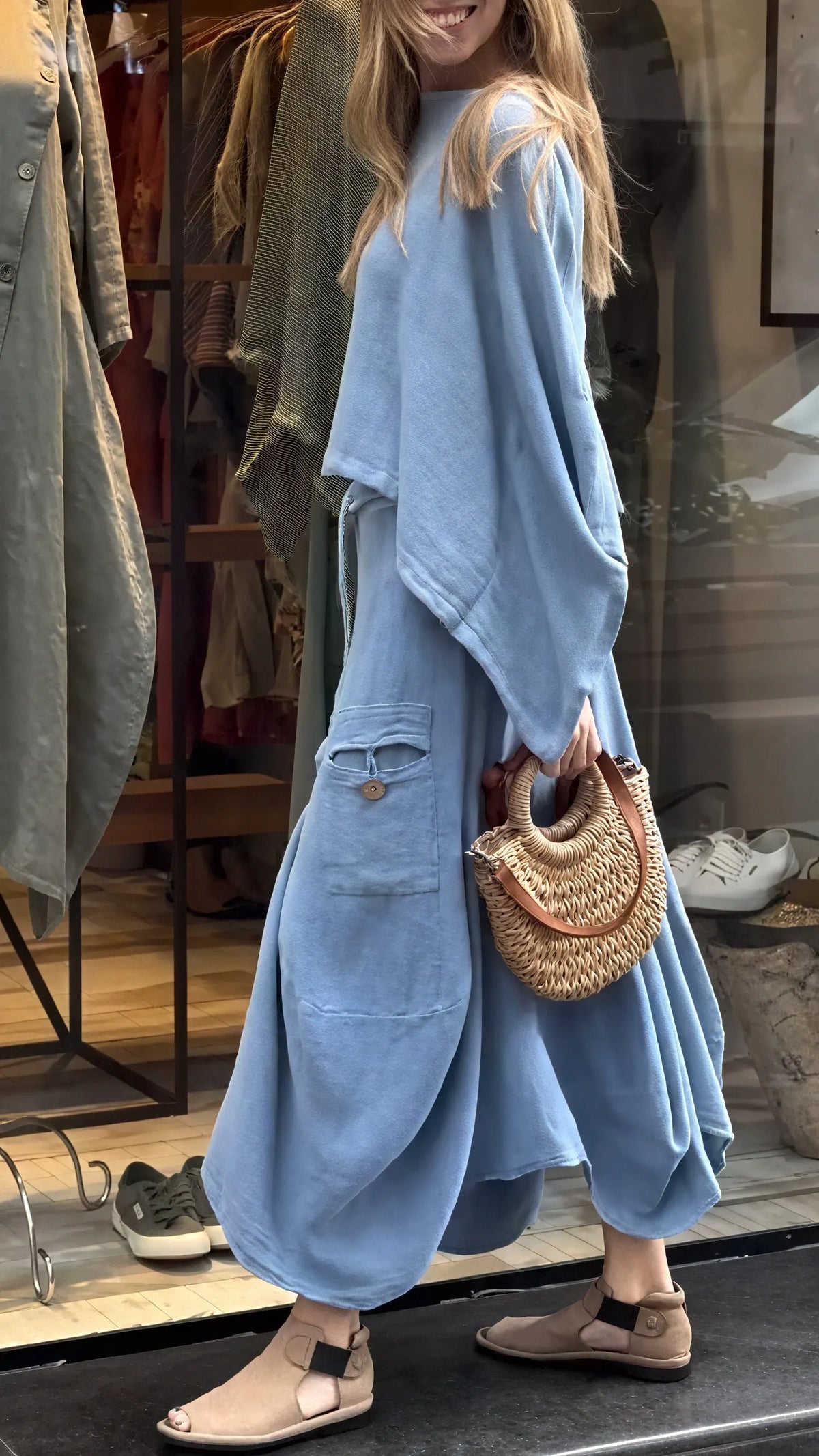 Lockerer Zweiteiler – Kordelzug & Taschen