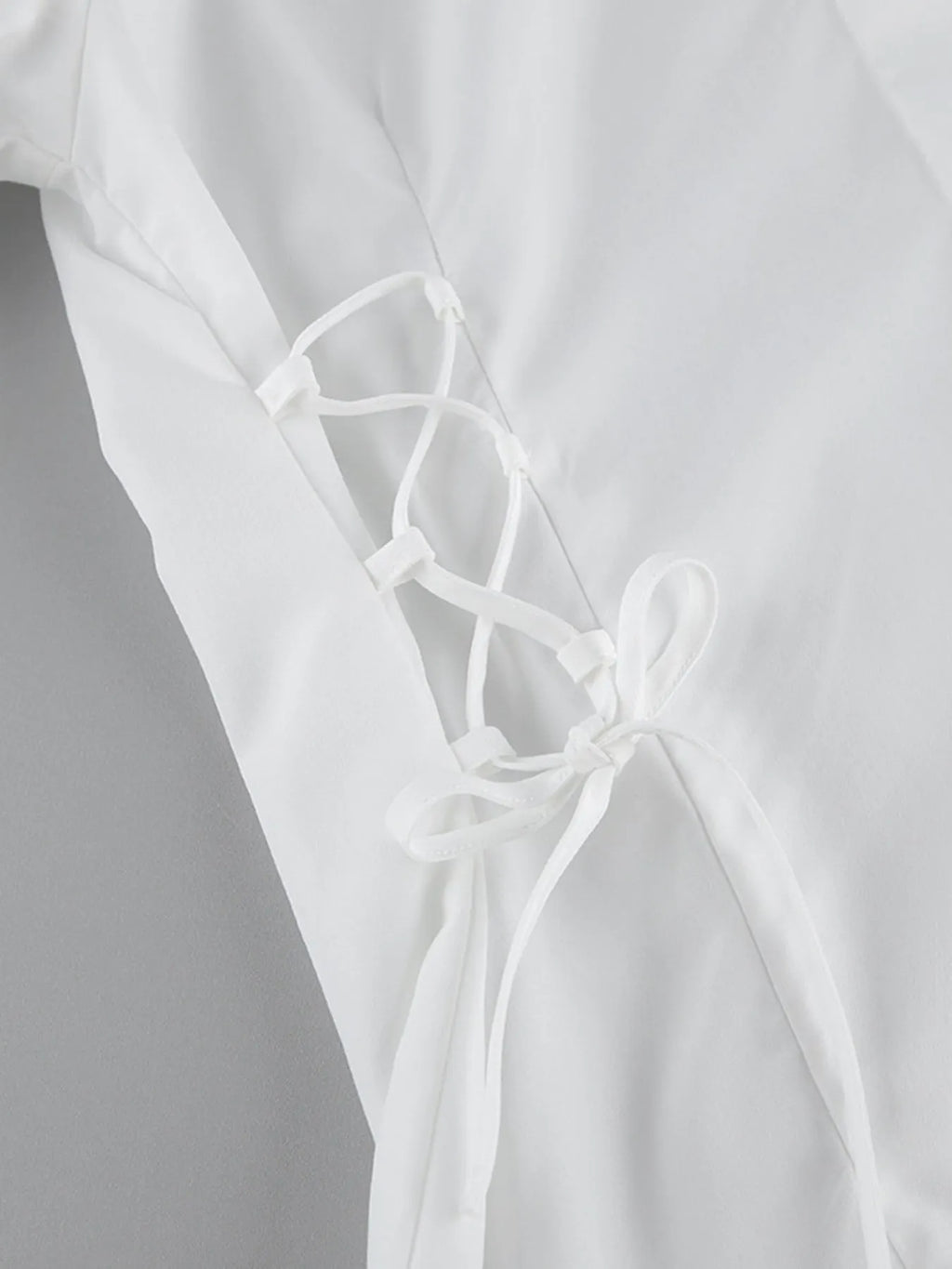 Side Lace Up Button Up Shirt