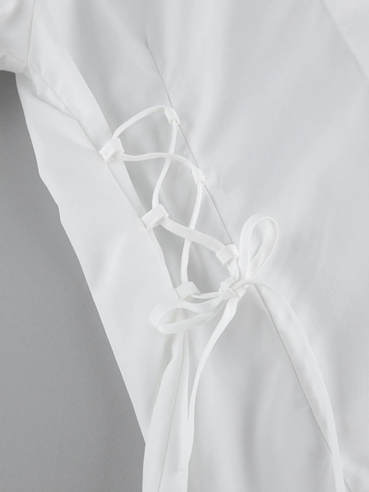 Side Lace Up Button Up Shirt