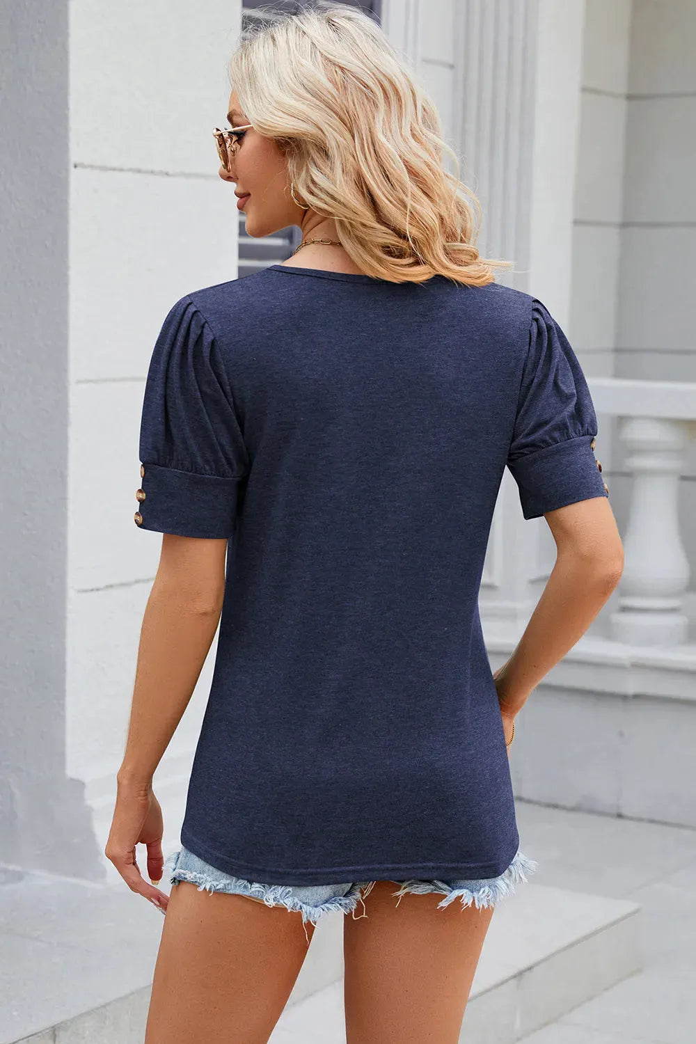Round Neck Puff Sleeve T-Shirt