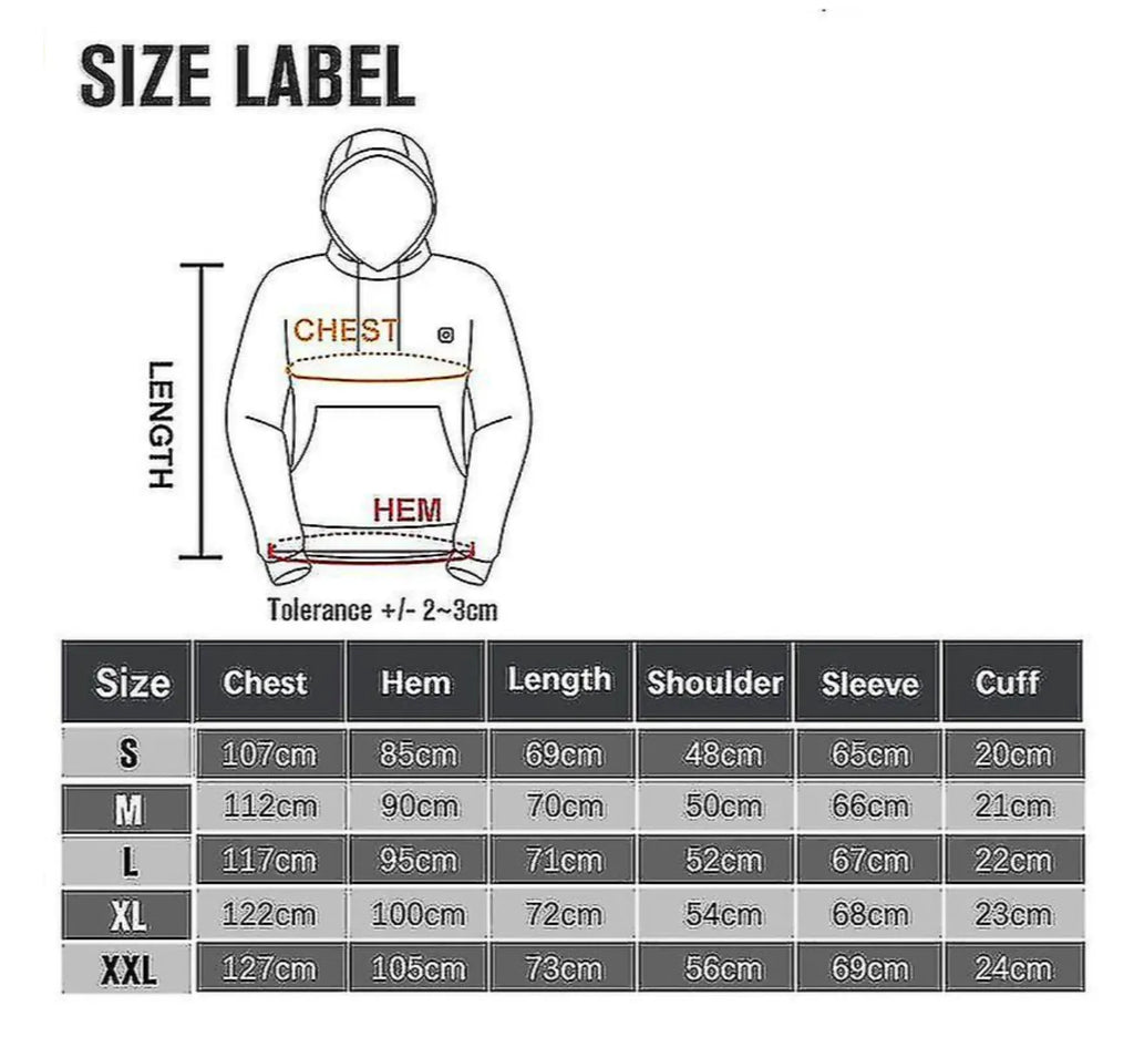Hoodies, USB elektrische Heizung leichte Kapuzen-Sweatshirts Jacke