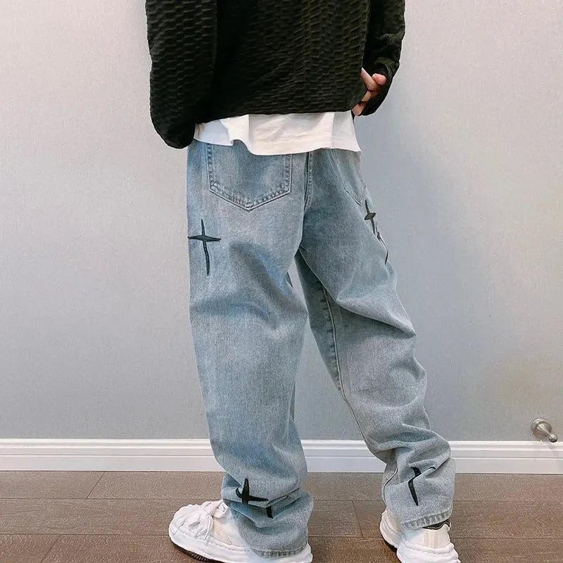 Blasting Bedruckte Baggy Weit Geschnittene Jeans Für Männer