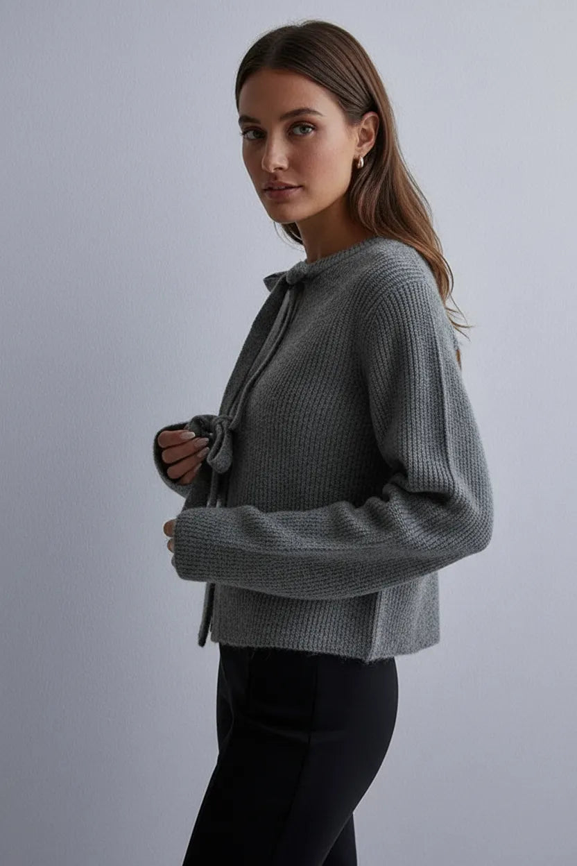 Eleganter Strick-Cardigan mit Bindeband