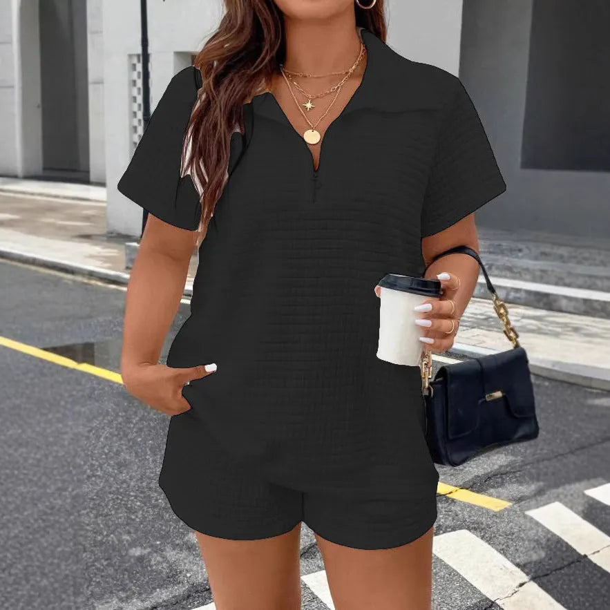 Ensemble haut et short jacquard dÃ©contractÃ©