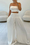 Sexy Casual Solid Color Backless Strapless Sleeveless Two Pieces