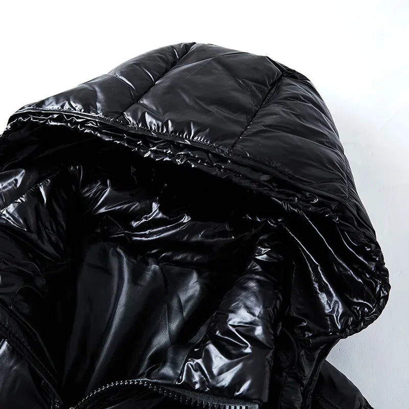Daunenjacke Schwarz GlÃ¤nzend