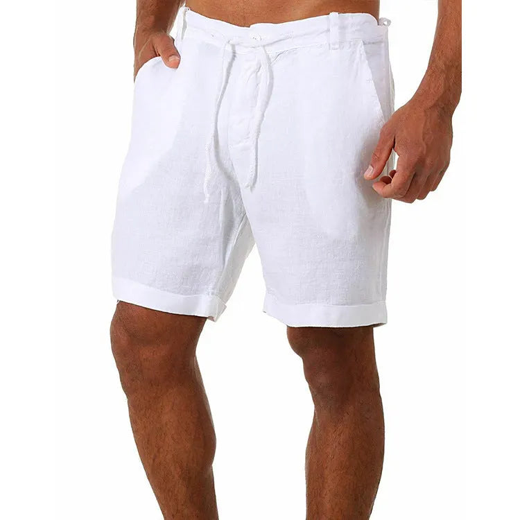 Herren lässige Leinenkurze Shorts mit verstellbarem Bund und praktischen Taschen
